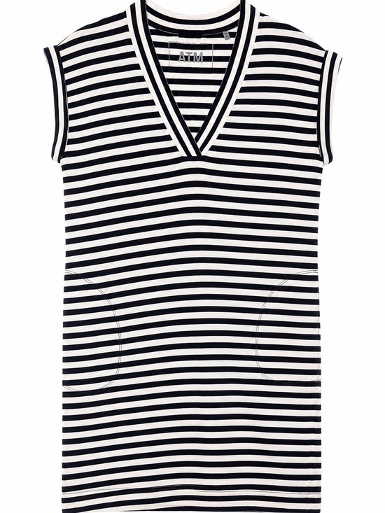 ATM Anthony Thomas Melillo Dresses & Skirts - ATM 100% Pima Cotton Black & White Striped V-Neck Dress- XS